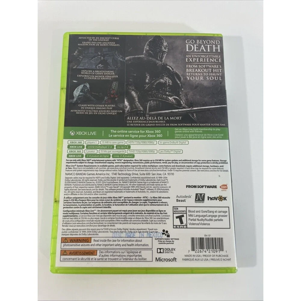 Dark Souls II (Microsoft Xbox 360, 2014) No Manual
